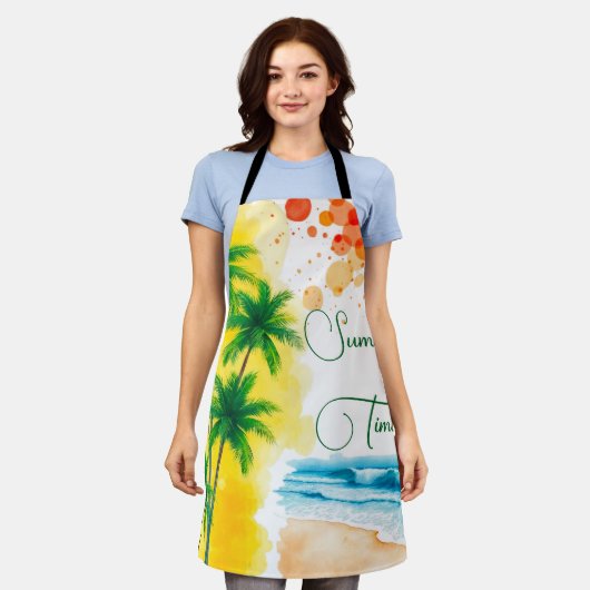 „Sommerzeit“-Stranddesign Schürze (Getragen)