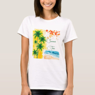 „Sommerzeit“-Stranddesign T-Shirt