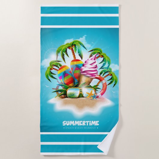Sommerzeit Strandtuch (Vorderseite)