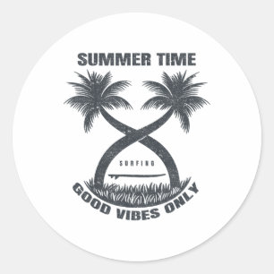 Sommerzeit Surfen Gute Stimmung Nur Palmen Und Runder Aufkleber