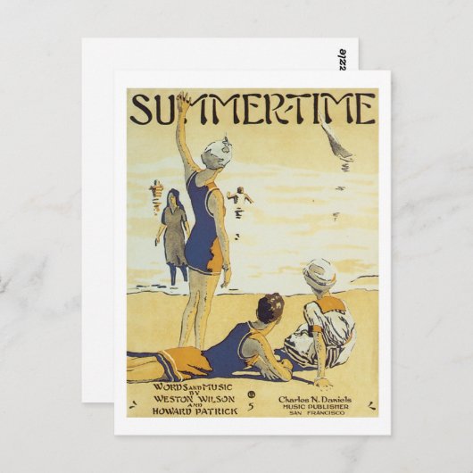 Sommerzeit Vintager Songbook Cover Postkarte (Vorne/Hinten)