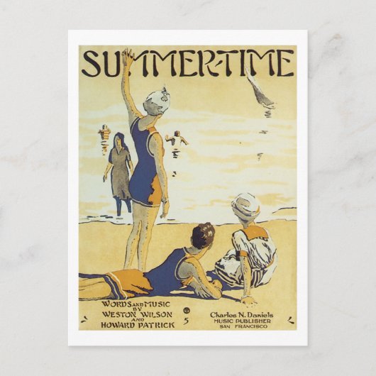 Sommerzeit Vintager Songbook Cover Postkarte (Vorderseite)