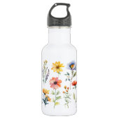 Sommerzeit-Wildblumen Edelstahlflasche (Vorderseite)