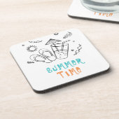 Sommerzeitvibes von Sonne & Urlaub, Skizze Kunst Getränkeuntersetzer (Linke Seite)