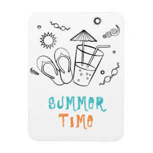 Sommerzeitvibes von Sonne & Urlaub, Skizze Kunst Magnet