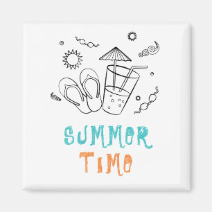 Sommerzeitvibes von Sonne & Urlaub, Skizze Kunst Magnet