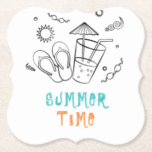 Sommerzeitvibes von Sonne & Urlaub, Skizze Kunst Untersetzer
