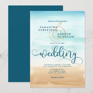 Sommerziel Strand schicke Hochzeitsschrift Einladung