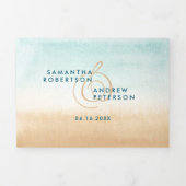 Sommerziel Strand schicke Hochzeitsskript Tri- Dreifach Gefaltete Einladung (Cover)