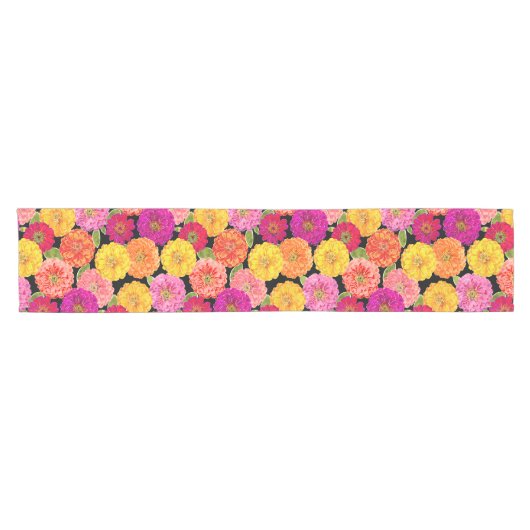 Sommerzinnias-Rosa-Gelb mit Blumen Kurzer Tischläufer (Horizontal)