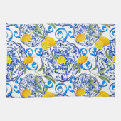 Sommerzitrus, boho, bohemiisch, floralmediterran  geschirrtuch (Horizontal)