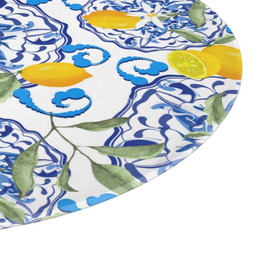 Sommerzitrus, boho, bohemiisch, floralmediterran  schneidebrett (Ecke)