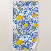 Sommerzitrus, boho, bohemiisch, floralmediterran strandtuch (Vorderseite)