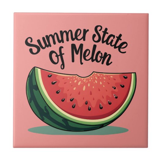 Sommerzustand Melone Retro-Fruchtkunst Fliese (Vorderseite)