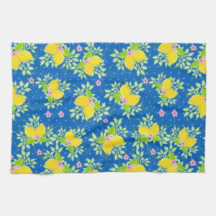 Sommige blaue und gelbe Zitronen Blumenmuster Geschirrtuch