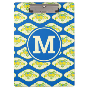 Sommige blaue und gelbe Zitronen Blumenmuster Klemmbrett