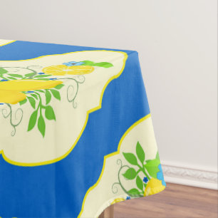 Sommige blaue und gelbe Zitronen Blumenmuster Tischdecke
