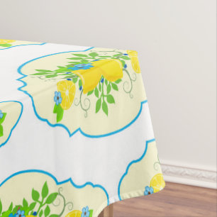 Sommiges Blau und Gelb Zitronen Blumenmuster Tischdecke