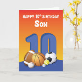Son 10. Geburtstag Sportbälle Karte (Gelbe Blume)
