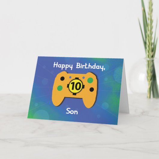Son 10 Year Old Birthday Gamer Controller Karte (Vorderseite)