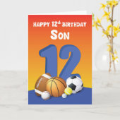 Son 12. Geburtstag Sportbälle Karte (Gelbe Blume)