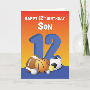 Son 12. Geburtstag Sportbälle Karte