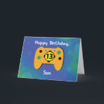 Son 13 Year Old Birthday Gamer Controller Karte<br><div class="desc">Bei der Feier des 13. Geburtstages Ihres Liebsten Sohnes,  der bald Ereignis sein wird,  können Sie Ihren Gamer mit dieser niedlichen und farbenfrohen Spielecontrollkarte überraschen und ihn an seinem ganz besonderen Tag begrüßen. Er wird auf jeden Fall Liebe haben,  das hier von dir zu bekommen.</div>