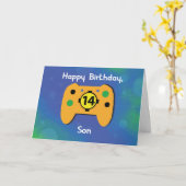 Son 14 Year Old Birthday Gamer Controller Karte (Gelbe Blume)