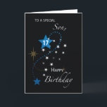 Son 17. Geburtstag Star Inspirational Blau & Schwa Karte<br><div class="desc">Lass deinem Sohn,  dass er etwas Besonderes ist und dass er jedes Glück verdient,  indem er ihm diese Inspirationskarte für seinen kommenden 17. Geburtstag schenkt. Lass die Sterne an seinem besonderen Tag funkeln.</div>