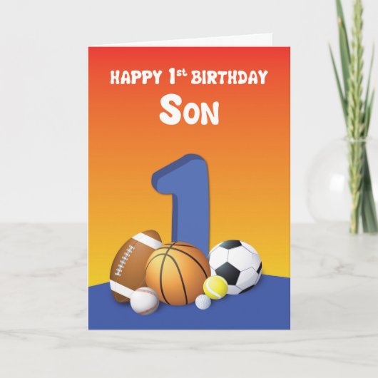 Son 1 Birthday Sportballs Karte (Vorderseite)