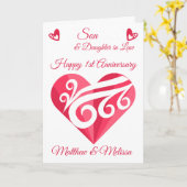 Son 1. Hochzeit Jubiläum Pink Heart Karte (Gelbe Blume)