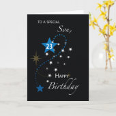 Son 23. Geburtstag Star Inspirational Blue & Black Karte (Gelbe Blume)
