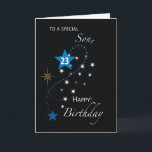 Son 23. Geburtstag Star Inspirational Blue & Black Karte<br><div class="desc">Diese Karte wäre die beste Karte,  um einem Sohn,  der einen 23. Geburtstag feiert,  zu schenken,  besonders wenn man will,  zusammen mit seinem Geburtstagsgruß eine inspirierend Nachricht zu teilen.</div>