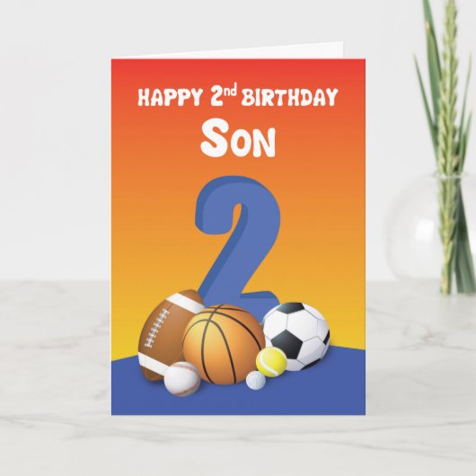 Son 2 Birthday Sports Balls Karte (Vorderseite)