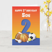 Son 2 Birthday Sports Balls Karte (Gelbe Blume)