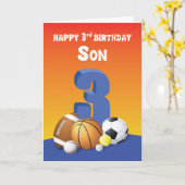 Son 3 Birthday Sports Balls Karte (Gelbe Blume)