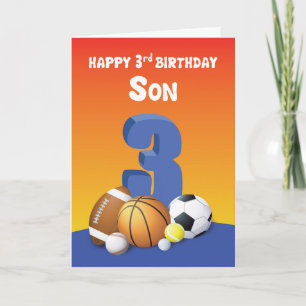 Son 3 Birthday Sports Balls Karte