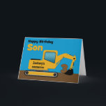 Son 3. Geburtstag Gelber Bagger Name hinzufügen Karte<br><div class="desc">Eine lustige dritte Geburtstagskarte für einen Sohn, der Baumaschinen und Erdbeweger Liebe. Auf der Vorderseite befindet sich ein gelber Bagger mit einem Bereich auf dem Taxi, wo Sie den Namen der Baufirma in den Namen Ihres Sohnes ändern können. Die Nummer 3 wird im Eimer des Diggers zusammengefasst.Wenn Sie die große...</div>