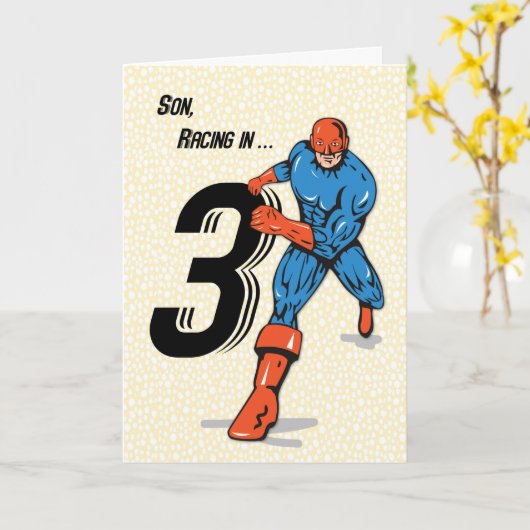 Son 3. Geburtstag Superhero Karte (Gelbe Blume)