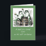 Son 40. Geburtstag Frogs Toasting mit Bier Karte<br><div class="desc">Heute ist der Tag,  um den 40. Geburtstag Ihres Sohnes zu feiern! Grüne Frösche auf grünem Hintergrund toastern zu diesem besonderen Geburtstag! Vintage Bild mit freundlicher Genehmigung von Clipart.</div>