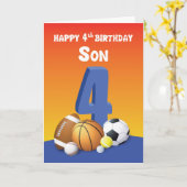 Son 4 Birthday Sports Balls Karte (Gelbe Blume)