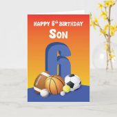 Son 6 Birthday Sports Balls Karte (Gelbe Blume)