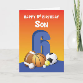 Son 6 Birthday Sports Balls Karte