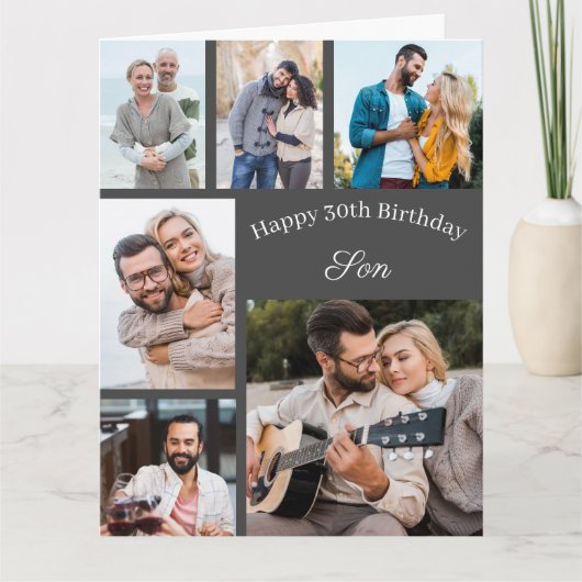 Son 6 Foto Collage jedes Alters glücklich Geburtst Karte (Vorderseite)