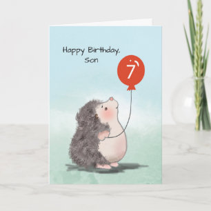 Son 7. Geburtstag Niedlicher Igel mit Ballon Karte