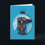 Son 7th Birthday Train, Little Boy, Blue Karte<br><div class="desc">Seven happy years have passed and now it's time to celebrate. Surprise your Son on his 7th Birthday with this wonderful illustration in red,  white,  blue and black colors. Boys love vehicles and your little one will love to receive your best wishes with this train.</div>