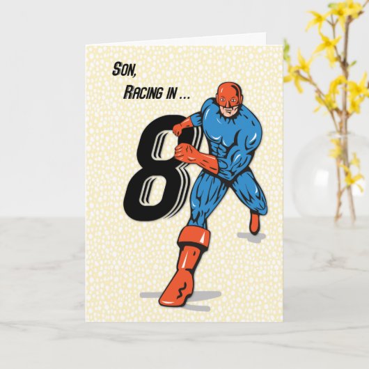 Son 8. Geburtstag Superhero Karte (Gelbe Blume)