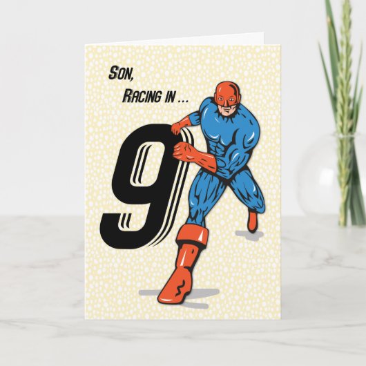 Son 9th Birthday Superhero Karte (Vorderseite)