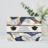 Son Abschluss Celebration in blauem Marmor Einladung (Stehend Vorderseite)