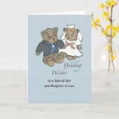 Son and Daughter in Law Teddy Bear Hochzeitwünsche Karte (Gelbe Blume)